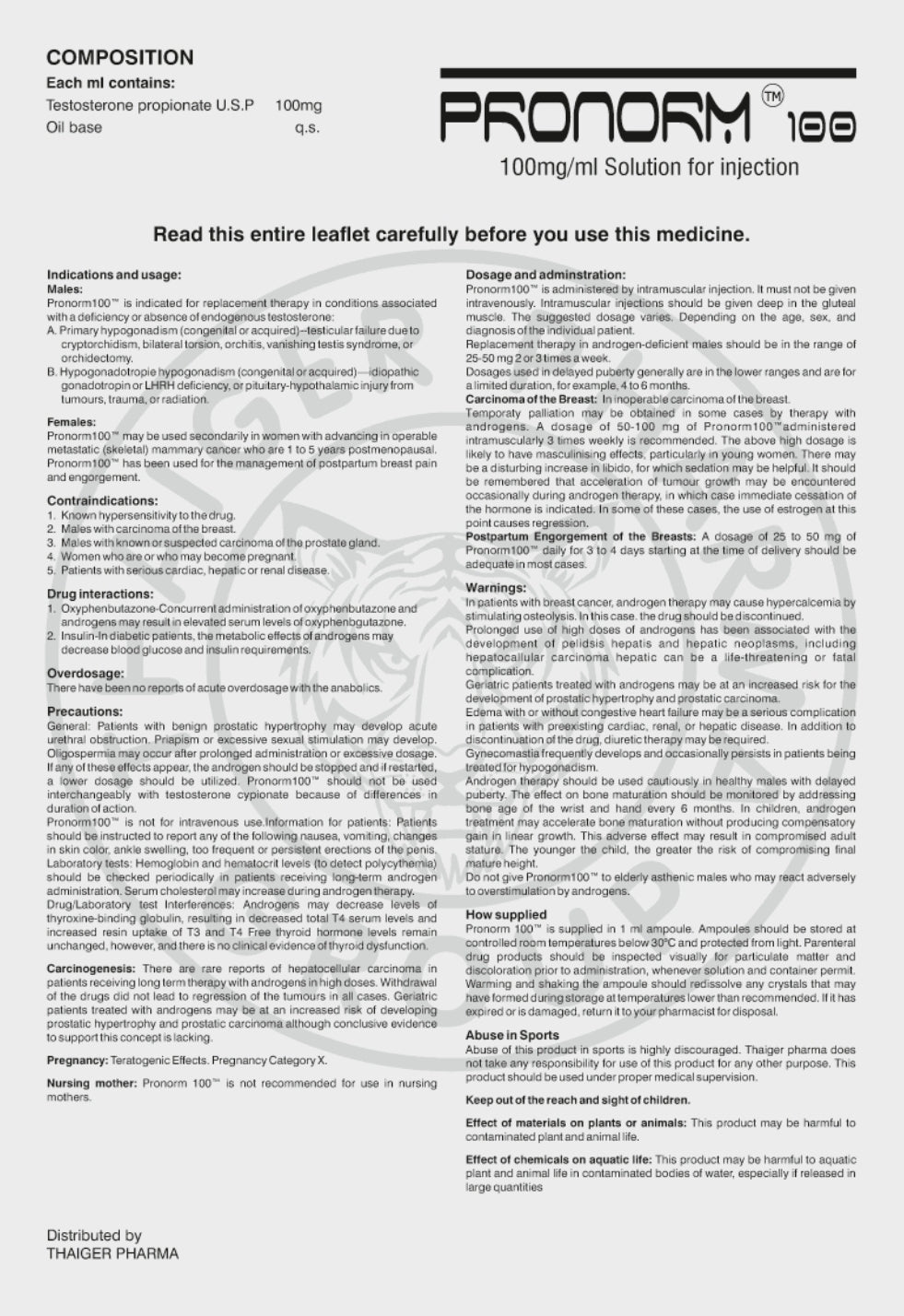 PRONORM 100

TESTOSTERONE PROPIONATE 100 MG